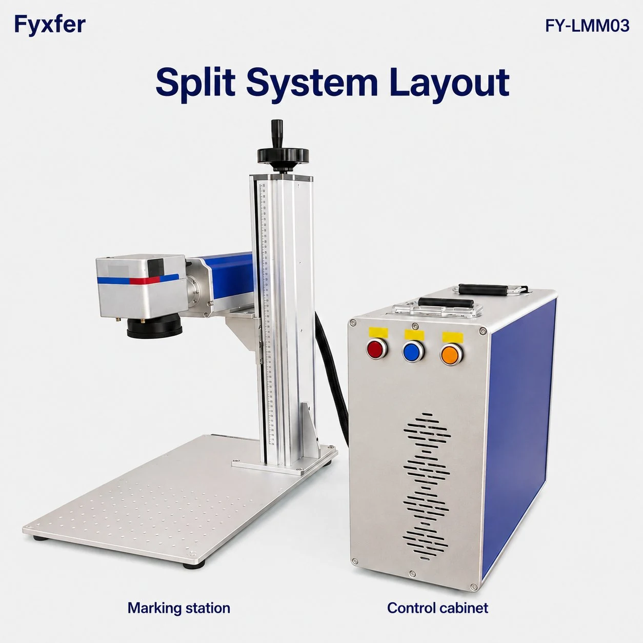 FY-LMM03 split layout showing the marking station and separate control cabinet