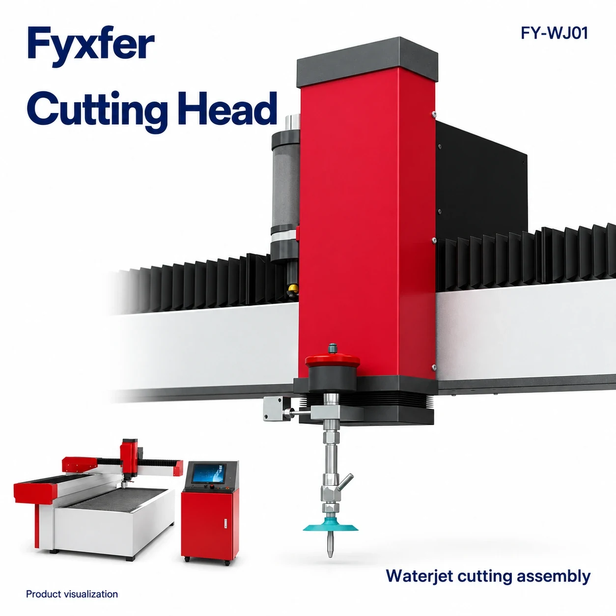 Product visualization of the FY-WJ01 waterjet cutting head