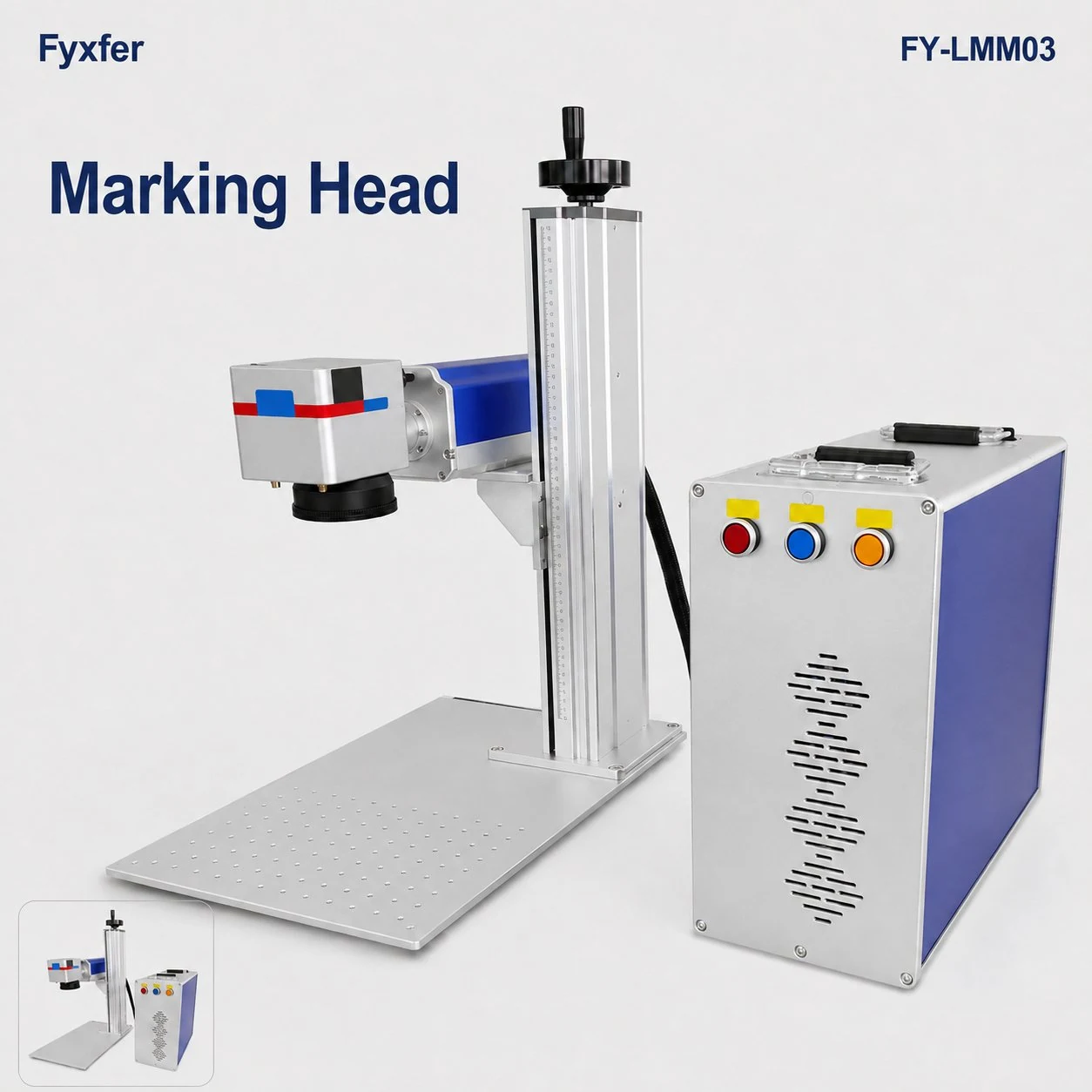 FY-LMM03 marking head and lens on a height-adjustable column